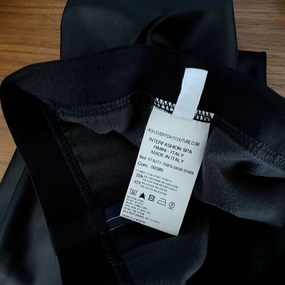 High Everyday Couture Black Faux Leather Leggings Pants - Picture 6 of 6